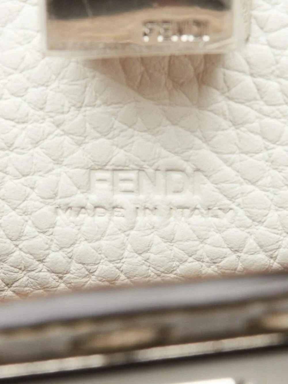 Fendi White Selleria Leather/Snakeskin Nano Peekaboo Maxi Handle Bag - 7AS106 - Picture 12 of 12